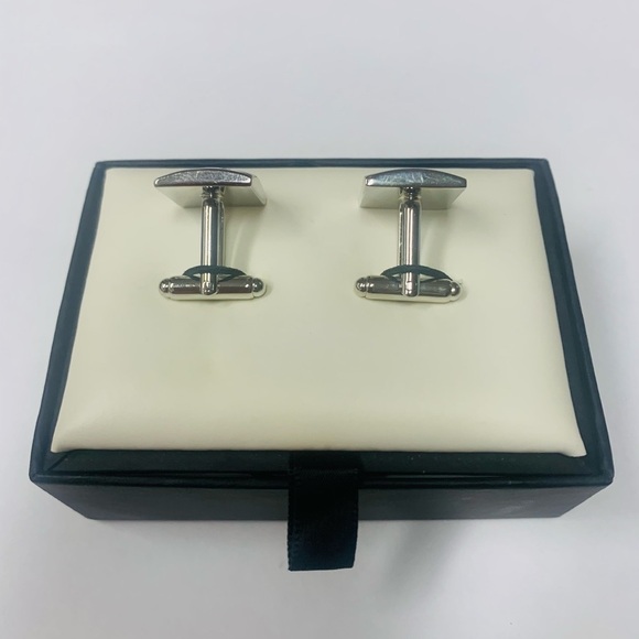 Silver-tone/rhinestone cuff links - Picture 2 of 3